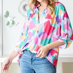 New Heimish Multi Color Vneck Top
